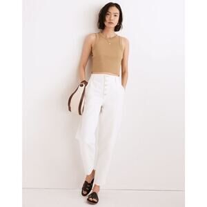 Madewell Womens Ballon White Highrise White Denim Crop Jeans Size 33w Nf124